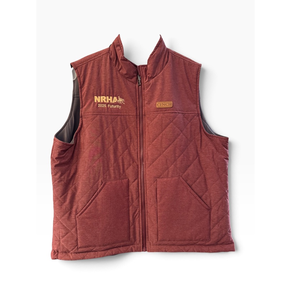 Cinch NRHA 2025 Futurity Quilted Vest Mens Large Red Reining Horse Embroidery